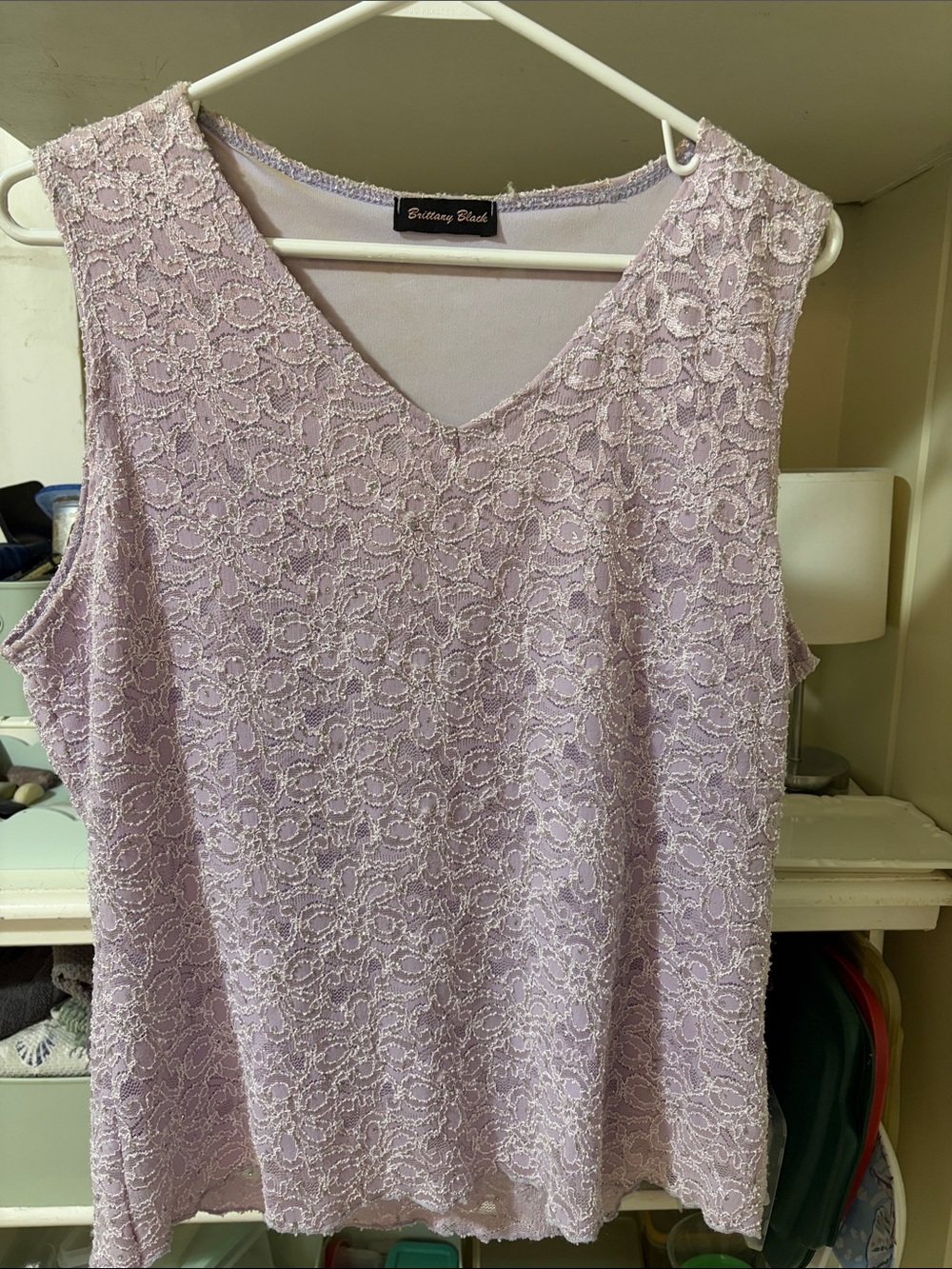 Lavender Lace, Sparkly V-Neck Camisole by Brittany Black